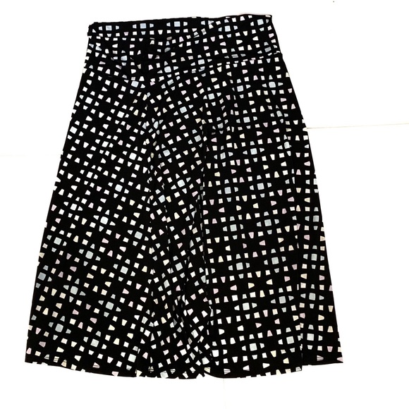 LuLaRoe Black Multicolor Print Midi Skirt